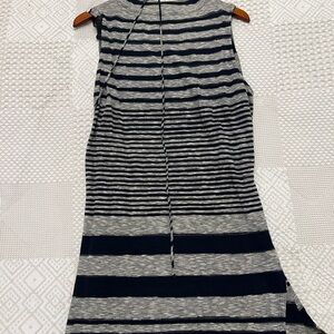 Anthropologie Gray and Black Striped Sleeveless Knit Dress tunic size L